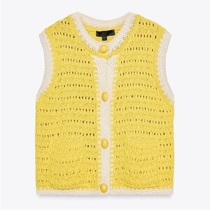Zara yellow and cream chunky sweater vest